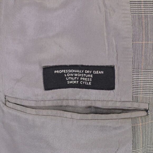 Jos A Bank Wool‎ Cream Black Plaid W/ Orange Windowpane Sport Coat 42L 2 Button - Picture 10 of 13